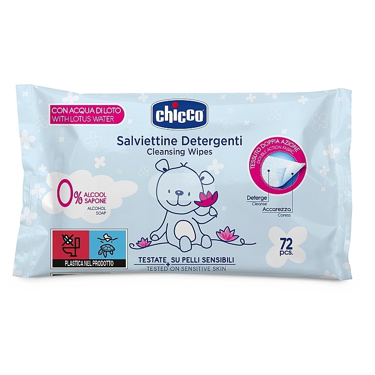Soft Cleansing Wet Wipes, 72 pcs - Chicco Baby Cleansing Wipes — photo N1