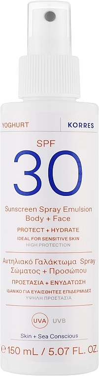 Face & Body Emulsion - Korres Yoghurt Sunscreen Spray Emulsion Body+Face SPF 30 — photo N1