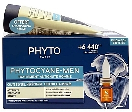 Fragrances, Perfumes, Cosmetics Set - Phyto Phytocyane-Men (ampoules/12x3,5ml + shm/100ml)