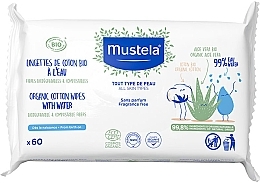 Fragrances, Perfumes, Cosmetics Organic Cotton & Water Based Wet Wipes - Mustela Baby Organic Cotton Wipes with Water