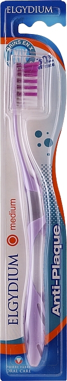 Toothbrush "Anti-Plaque" Medium, purple - Elgydium Anti-Plaque Medium Toothbrush — photo N1