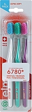 Ultra-Soft Toothbrushes, white + mint + purple - Elmex Swiss Made — photo N1