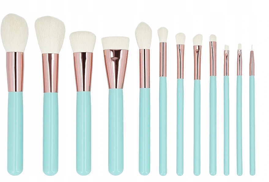 Makeup Brush Set with Case, 12 pcs - Tools For Beauty MiMo Turquoise Set — photo N2