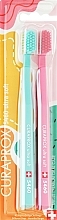 Toothbrush Set "Different Days Edition", 2 pcs, pink + turquoise - Curaprox Ultra Soft CS 5460 — photo N1