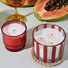 Fragrances, Perfumes, Cosmetics Scented Candle in Glass, 3 wicks - Paddywax Al Fresco Striped Glass Candle Rosewood Vanilla