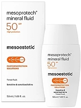 Fragrances, Perfumes, Cosmetics Toning Sunscreen Fluid - Mesoestetic Mesoprotech Mineral Fluid SPF 50+