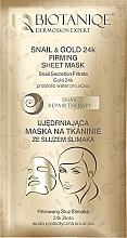 Fragrances, Perfumes, Cosmetics Firming Sheet Mask - Biotaniqe Snail Repair Therapy Snail & Gold 24K Firming Sheet Mask