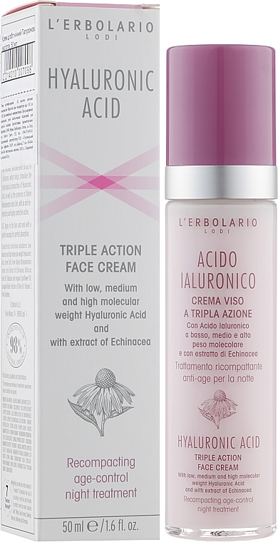 Night Face Cream with Hyaluronic Acid - L'Erbolario Acido Ialuronico Hyaluronic Acid Triple Action Face Cream — photo N2
