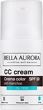 Fragrances, Perfumes, Cosmetics Facial CC Cream SPF50 for Oily & Combination Skin - Bella Aurora CC Anti-Spot Cream SPF50 Oil Free