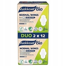 Sanitary Pads with Wings, 24 pcs. - Vuokkoset 100% Bio Normal Wings Duo — photo N1