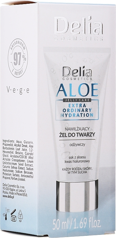 Aloe Moisturizing Face Gel - Delia Aloe Jelly Care Extra Ordinary Hydration — photo N2