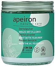 Mint Dental Powder, with fluoride - Apeiron Dental Powder Mint With Fluoride — photo N1
