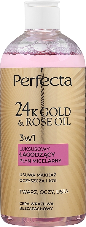 Luxurious Micellar Fluid for Sensitive Skin - Perfecta 24k Gold & Rose Oil — photo N1