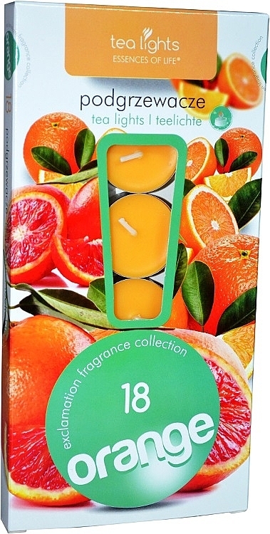 Orange Tealights, 18 pcs - Admit Tea Light Essences Of Life Candles Orange — photo N1