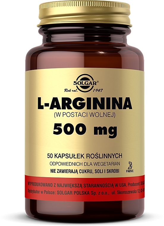 L-Arginine Dietary Supplement, capsules, 500 mg - Solgar L-Arginine — photo N1