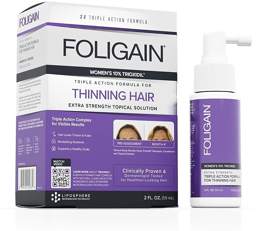 Anti Hair Loss Serum for Women - Foligain Women's Triple Action Complete Formula For Thinning Hair — photo N1