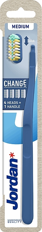 Medium Toothbrush + 4 Heads, blue - Jordan Change Medium — photo N1