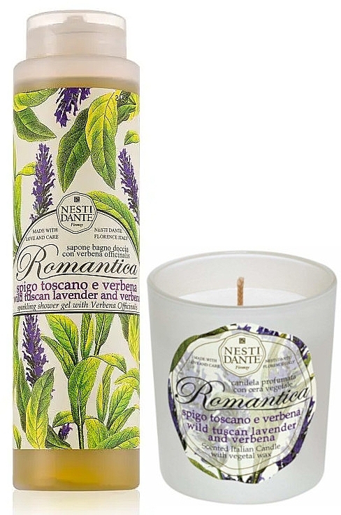 Set - Nesti Dante Romantica Tuscan Lavender & Verbena (liquid/300ml + candle/160g) — photo N1