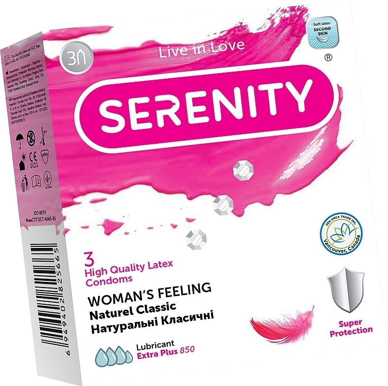 Natural Classic Condoms, 3 pcs. - Serenity Woman`s Feeling Naturee Classic — photo N1