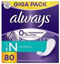 Fragrance-Free Panty Liners, 80 pcs. - Always Daily Normal — photo N1