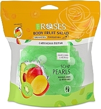 Aromatic Bath Sponge with Soap Pearls "Mango, Avocado & Kiwi" - Nature of Agiva Roses Body Fruit Salad Soap Pearls — photo N5