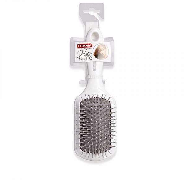 Square Massage Hair Brush, 21.6 cm, white - Titania — photo N2