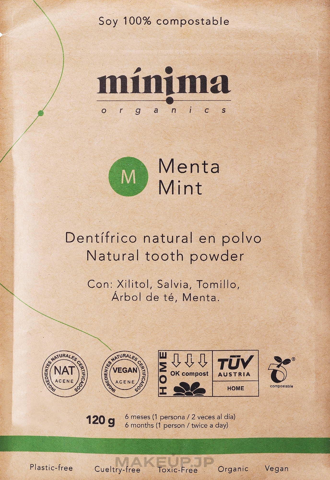 Natural Tooth Powder in Compostable Paper Bag - Minima Organics Natural Tooth Powder — photo 120 g