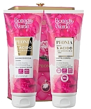 Bottega Verde Peonia - Set (sh/gel/200ml+b/lot/200ml+metal/box/1pc) — photo N1