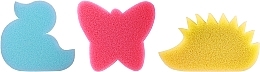 Fragrances, Perfumes, Cosmetics Kids Bath Sponge Set, 3 pcs, blue + pink + yellow - Ewimark №26