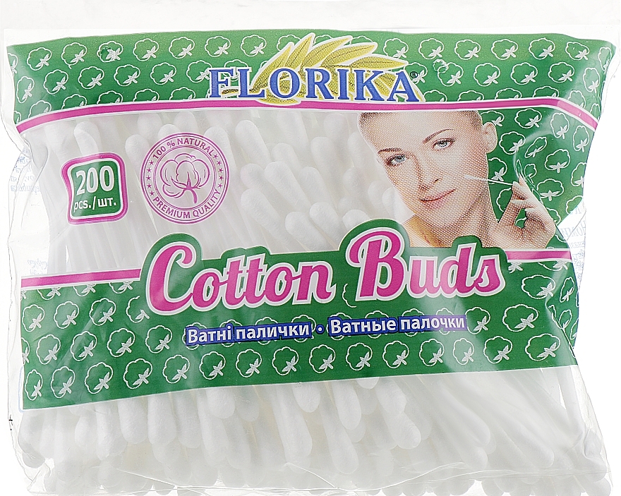 Cotton Buds in Pack, 200 pcs - Florika — photo N1