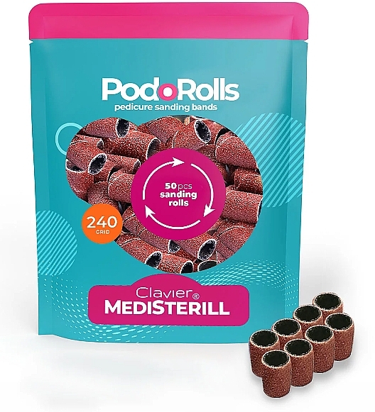 Durable Abrasive Pads for Nail Drill 240 - Clavier Medisterill PodoRolls — photo N1