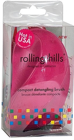 Compact Hair Brush, fuchsia - Rolling Hills Compact Detangling Brush Fuschia — photo N1