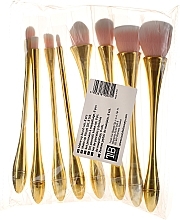 Professional Makeup Brush Set, 8 pcs, pink with gold - Tools For Beauty — photo N1