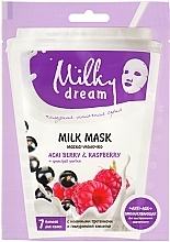 Fragrances, Perfumes, Cosmetics Sheet Face Mask 'Acai Berries and Raspberry' - Milky Dream
