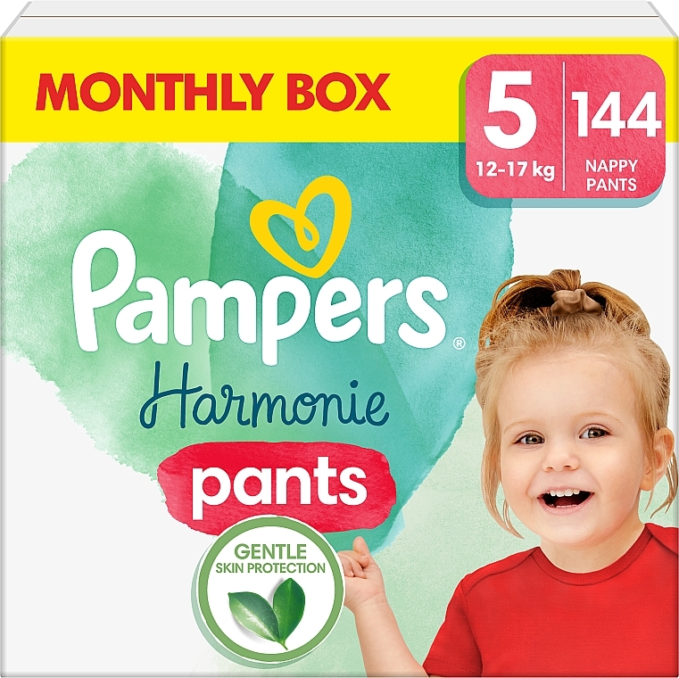 Harmonie Pants Diapers, size 5, 12-17 kg, 144 pcs. - Pampers — photo N1