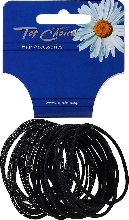 Thin Hair Ties 24pcs, black+silver, 22364 - Top Choice — photo N1