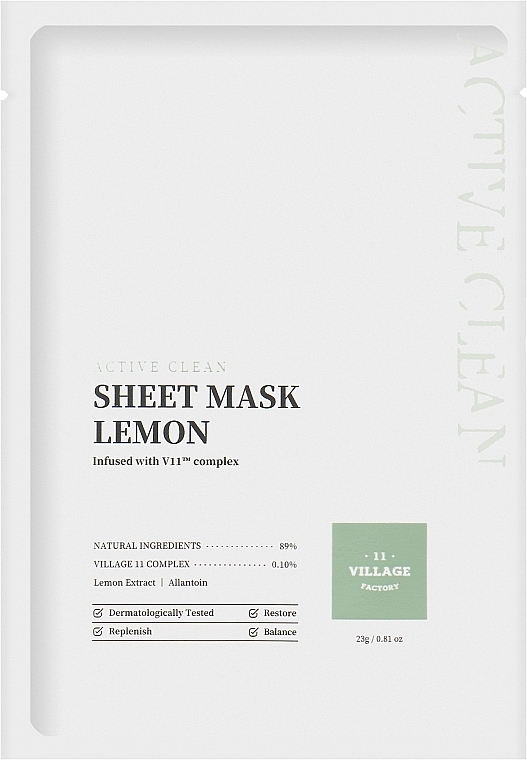 Lemon Sheet Mask - Village 11 Factory Active Clean Sheet Mask Lemon — photo N1