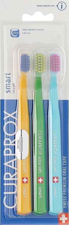 Kids Smart Toothbrush Set, orange, green, blue - Curaprox — photo N2