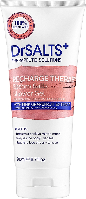 Shower Gel with Grapefruit Extract - Dr Salts + Recharge Therapy Epsom Shower Gel (tube) — photo N1