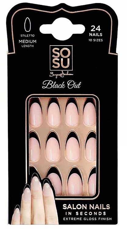 False Nail Set - Sosu by SJ Salon Nails In Seconds Black Out — photo N1