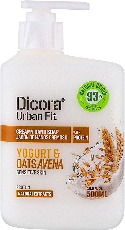 Liquid Hand Cream Soap "Yoghurt & Oat" - Dicora Urban Fit Creamy Hand Soap Yogurt & Oats Avena — photo N1