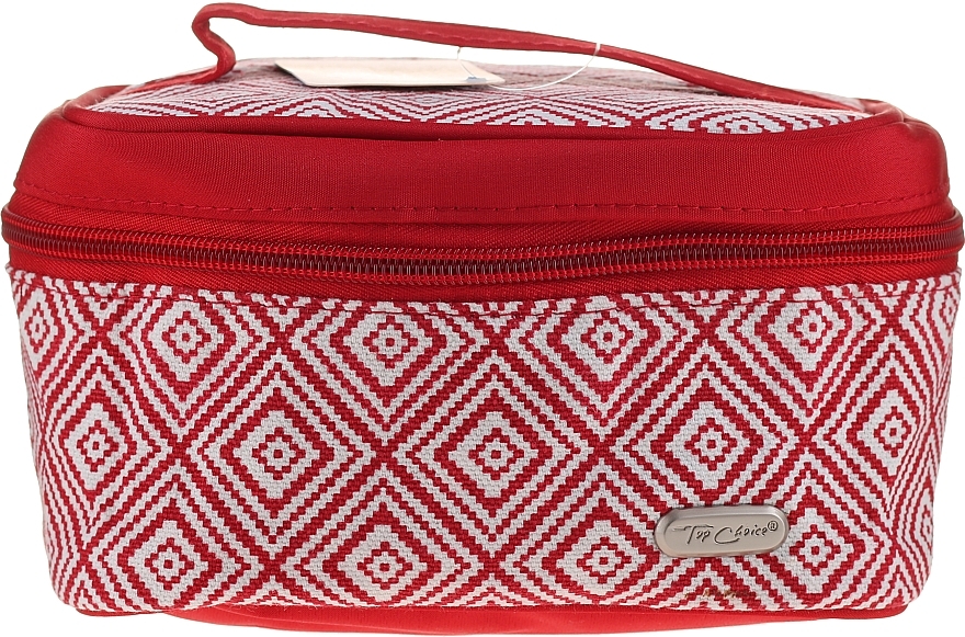 Makeup Bag "Rhombus" geometric print, 93784, red - Top Choice — photo N1