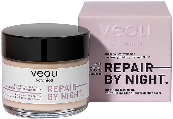 Night Face Cream - Veoli Botanica Night Face Cream with Second Skin Protective Cover  — photo N2