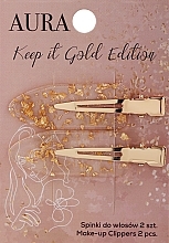 Hair Clips, gold - Aura Cosmetics Keep It Gold Edition Make-up Clippers — photo N1
