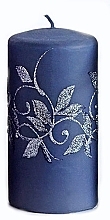 Fragrances, Perfumes, Cosmetics Decorative Candle, dark blue, 7x14 cm - Artman Amelia