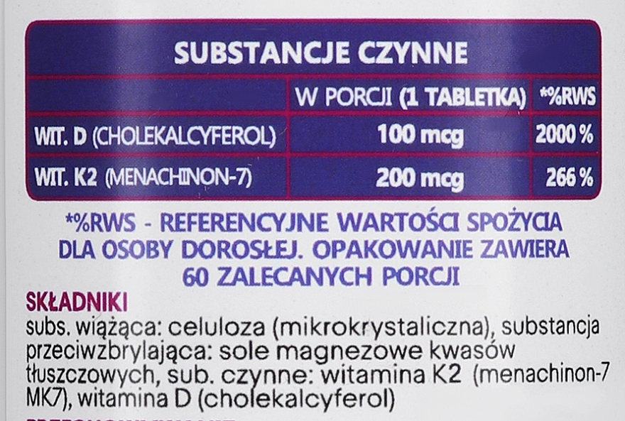 Vitamin D3+K2, Tablets - NaturPlanet Vitamin D3 + K2 Max 4000IU + 200 mcg — photo N5