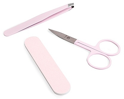 Set, pink - IDC Institute Perfect Beauty Set (nail/file/1pcs + sciss/1pcs+ tweezer/1pcs) — photo N1