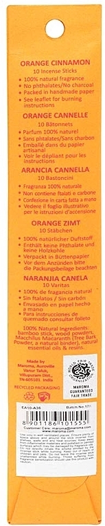 Orange & Cinnamon Incense Sticks - Maroma Encens d'Auroville Stick Incense Orange Cinnamon — photo N2