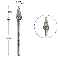 Diamond Nail Drill Bit 'Long Rounded Bud', 893 266 050V 5mm, blue mark - Tufi Profi Premium — photo N1