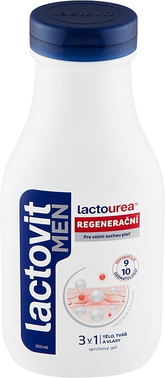 Regenerating Shower Gel - Lactovit Men Lactourea 3 in 1 Regenerating Shower Gel — photo N1